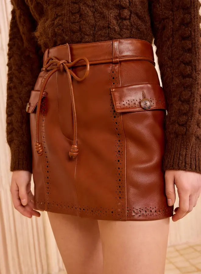 Ulla Johnson- Luna Leather Mini Skirt- Wenge
