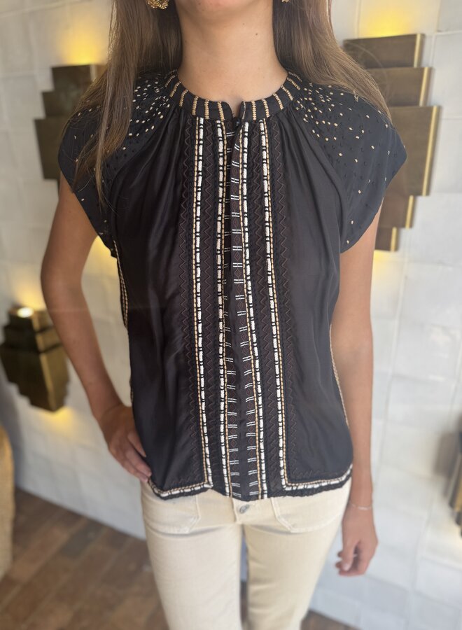 Maria Cher- Joan Monica Top- Black