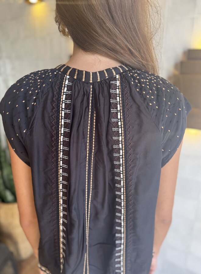 Maria Cher- Joan Monica Top- Black