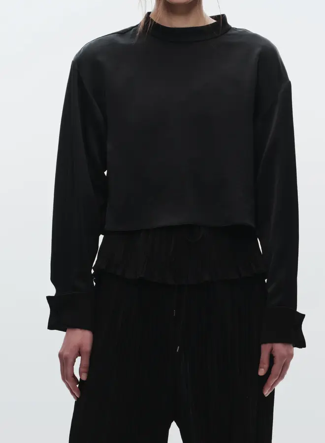 Saint Art- Riggs Mock Neck Charmeuse- Black