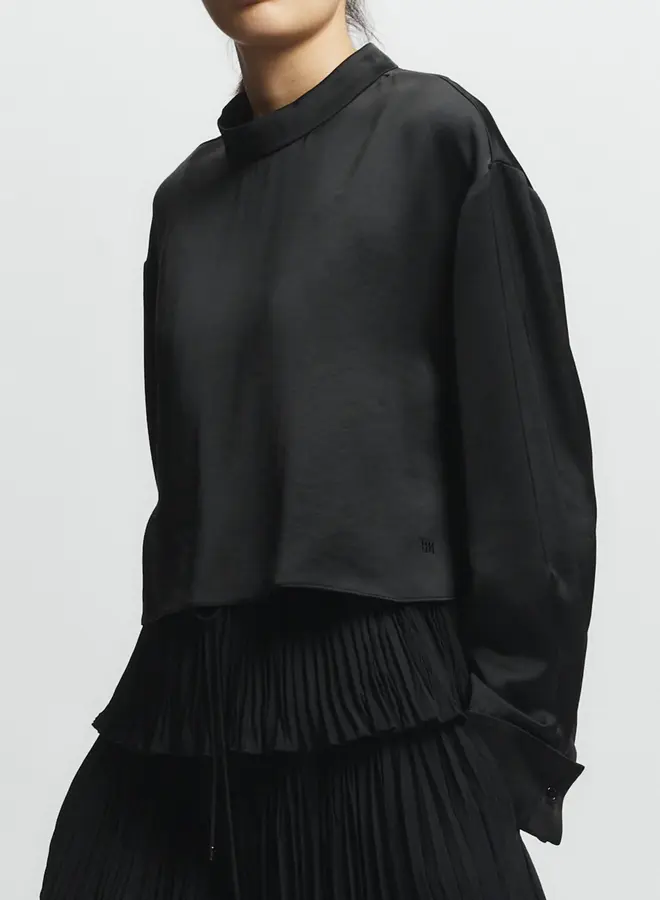 Saint Art- Riggs Mock Neck Charmeuse- Black