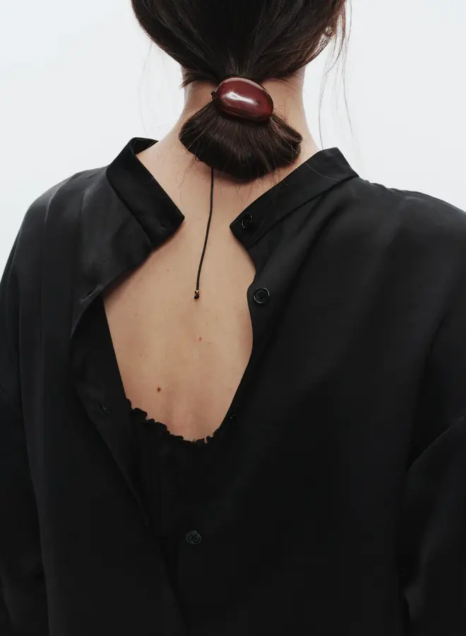 Saint Art- Riggs Mock Neck Charmeuse- Black