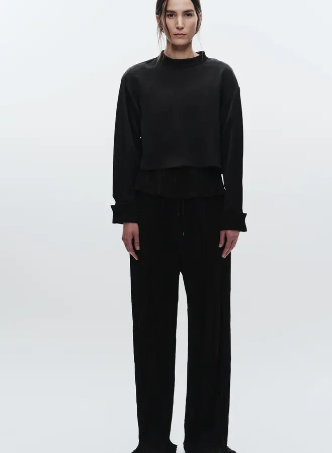 Saint Art- Riggs Mock Neck Charmeuse- Black