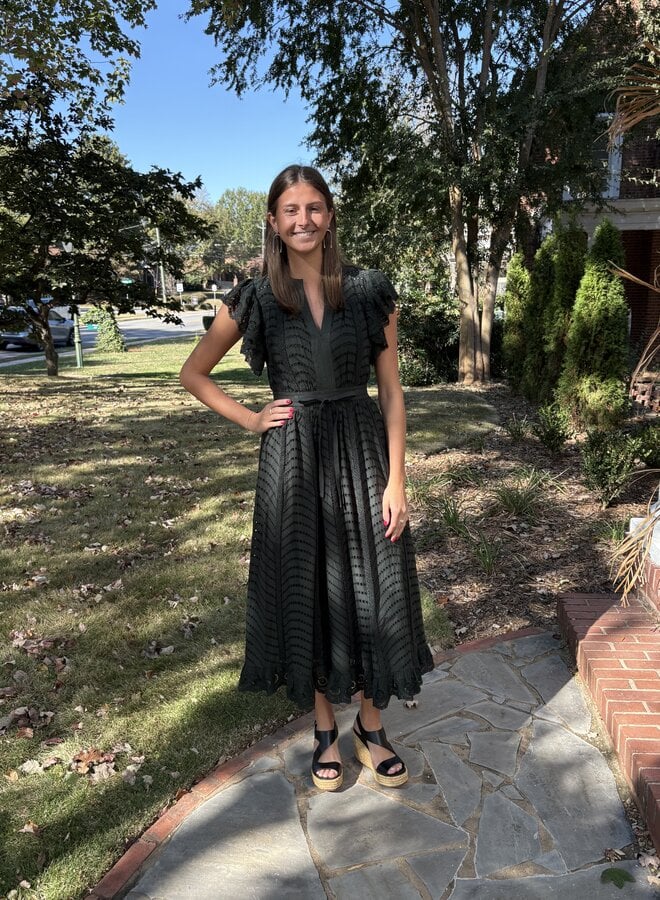 Ulla Johnson- Olga Flutter Sleeve Midi Dress- Cyprus