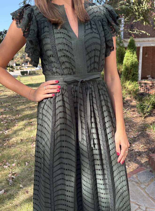 Ulla Johnson- Olga Flutter Sleeve Midi Dress- Cyprus