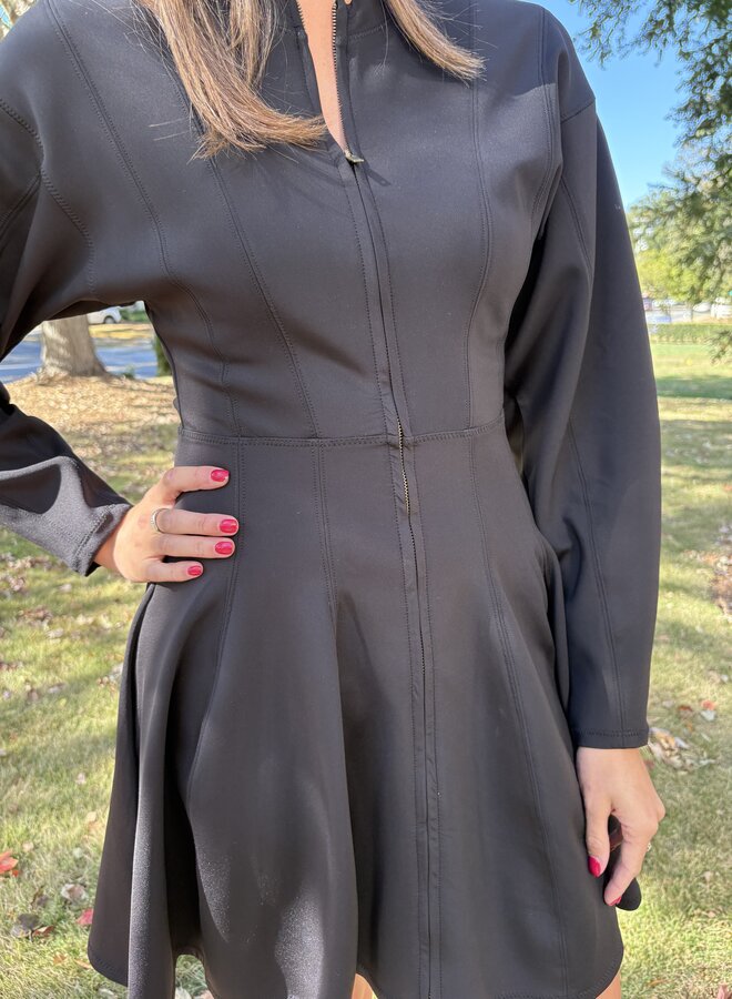 Ulla Johnson- Ansel Mini Dress with Zipper Front- Noir