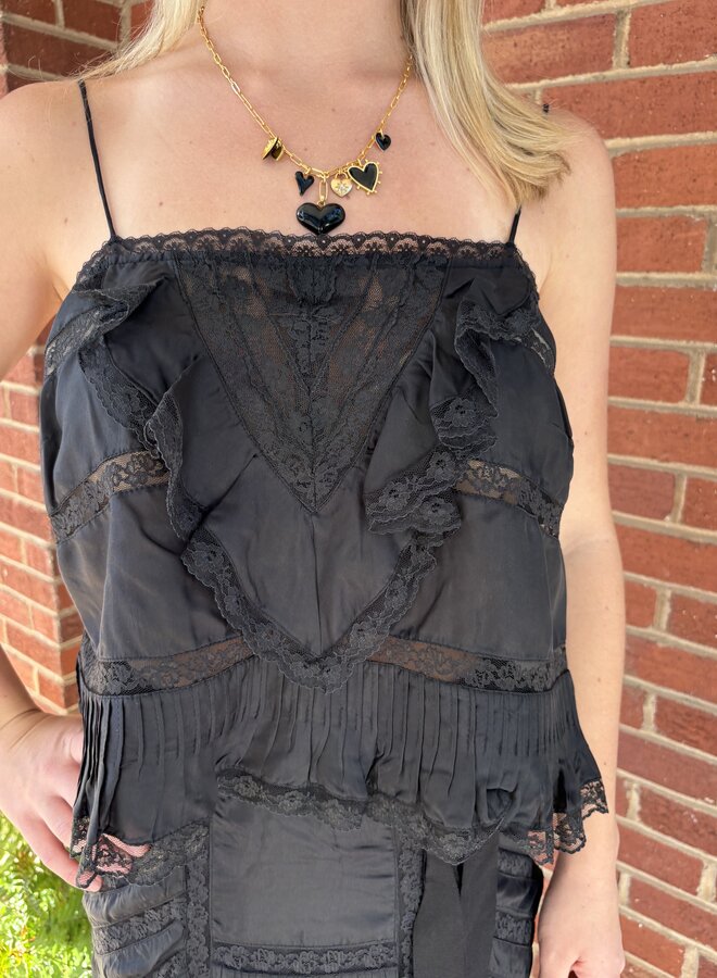 Love Shack Fancy- Ondeline Cami- Black