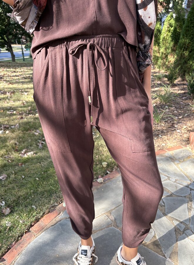 Natalie Busby- Slim Slouch Pant- Espresso