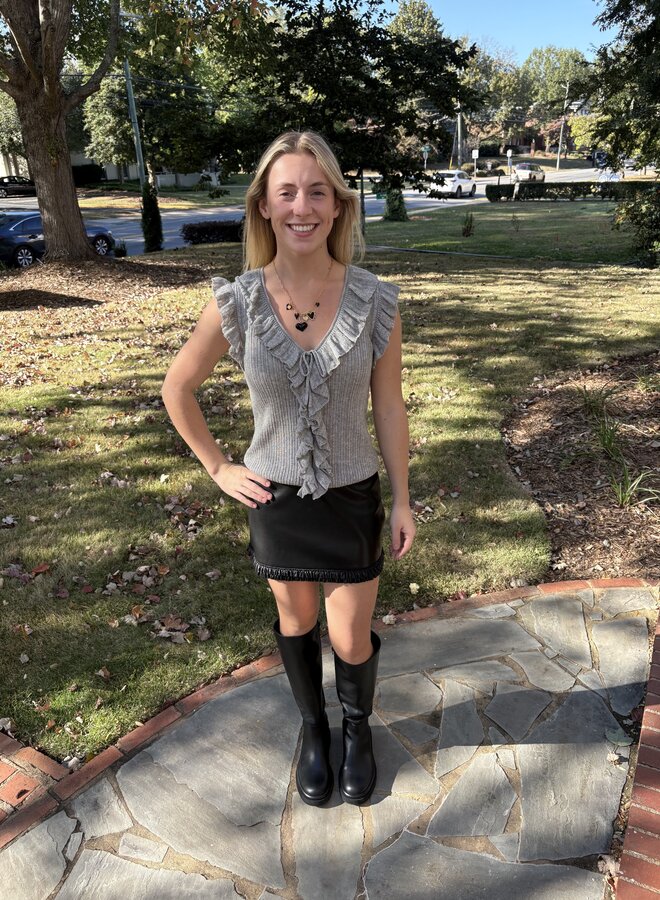 Love Shack Fancy- Elizabelle Top- Smoke Grey