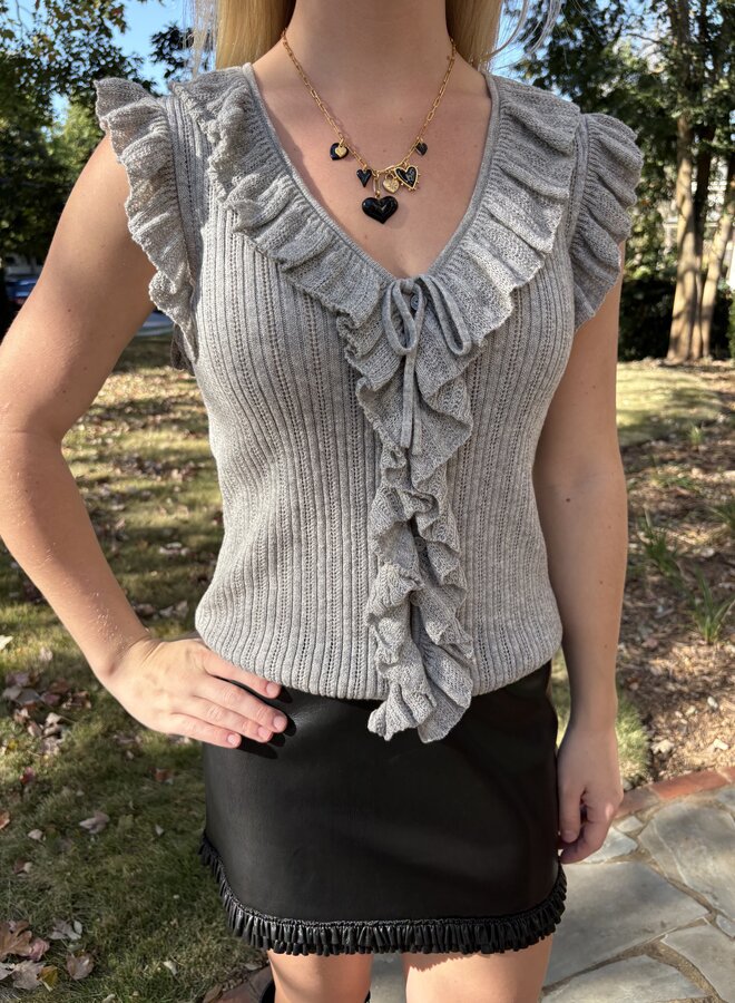 Love Shack Fancy- Elizabelle Top- Smoke Grey