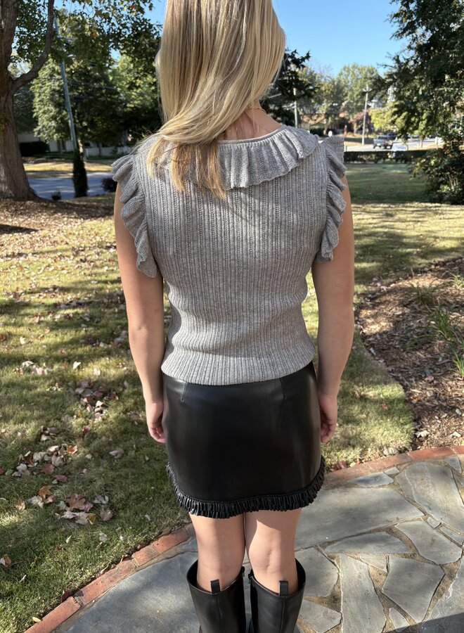 Love Shack Fancy- Elizabelle Top- Smoke Grey