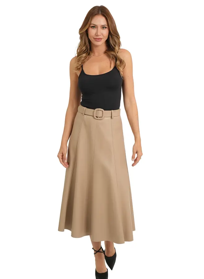 Love Token- Mercedes PU Skirt- Beige