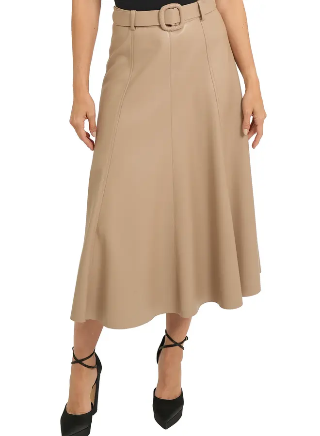 Love Token- Mercedes PU Skirt- Beige
