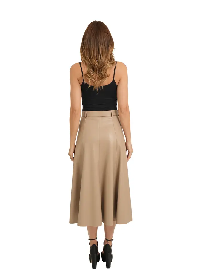 Love Token- Mercedes PU Skirt- Beige