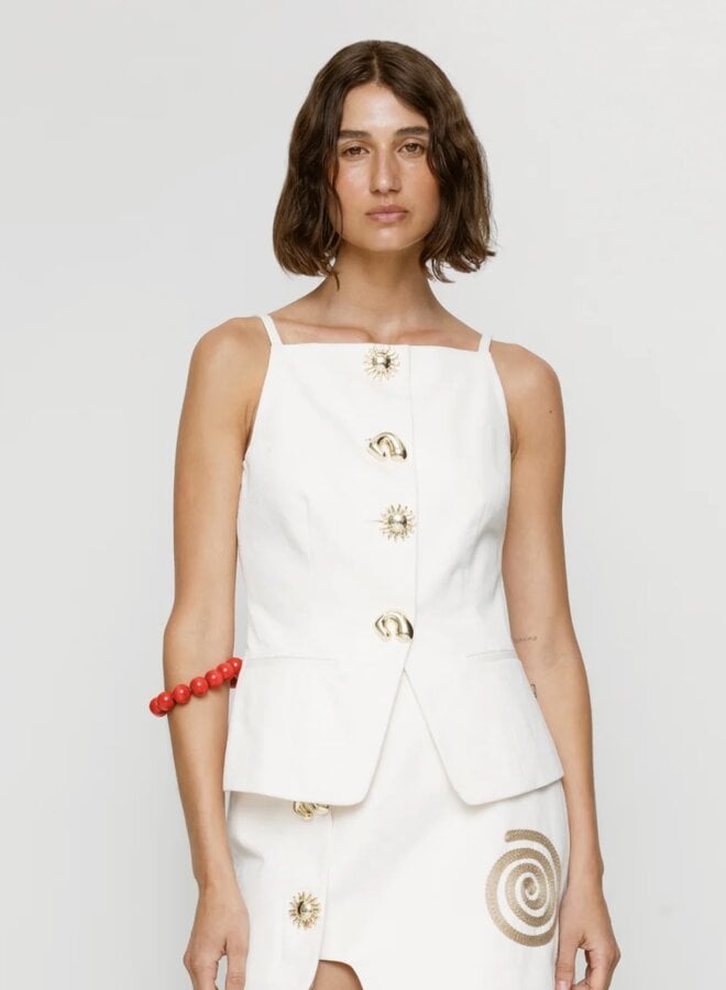 The Wolf Gang- Sibel Denim Top- Ivory