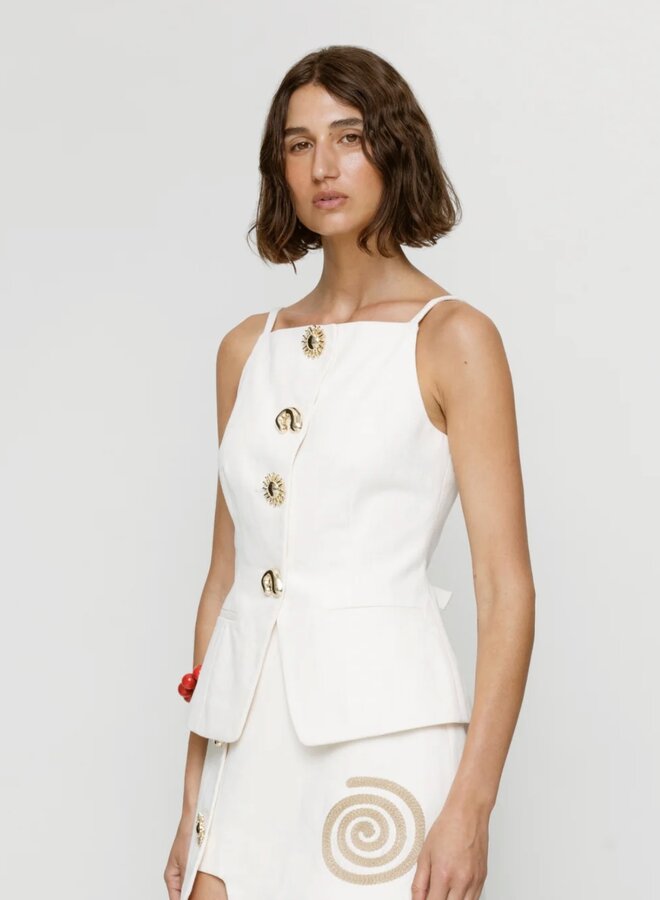 The Wolf Gang- Sibel Denim Top- Ivory