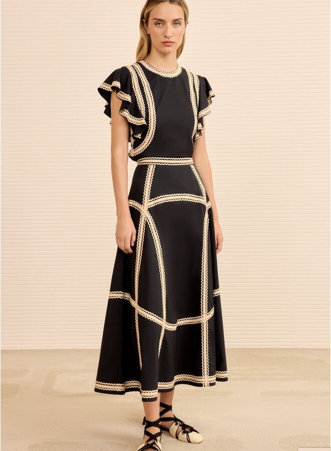 Ulla Johnson- Norah A-line Midi Skirt- Noir