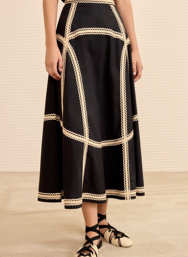 Ulla Johnson- Norah A-line Midi Skirt- Noir