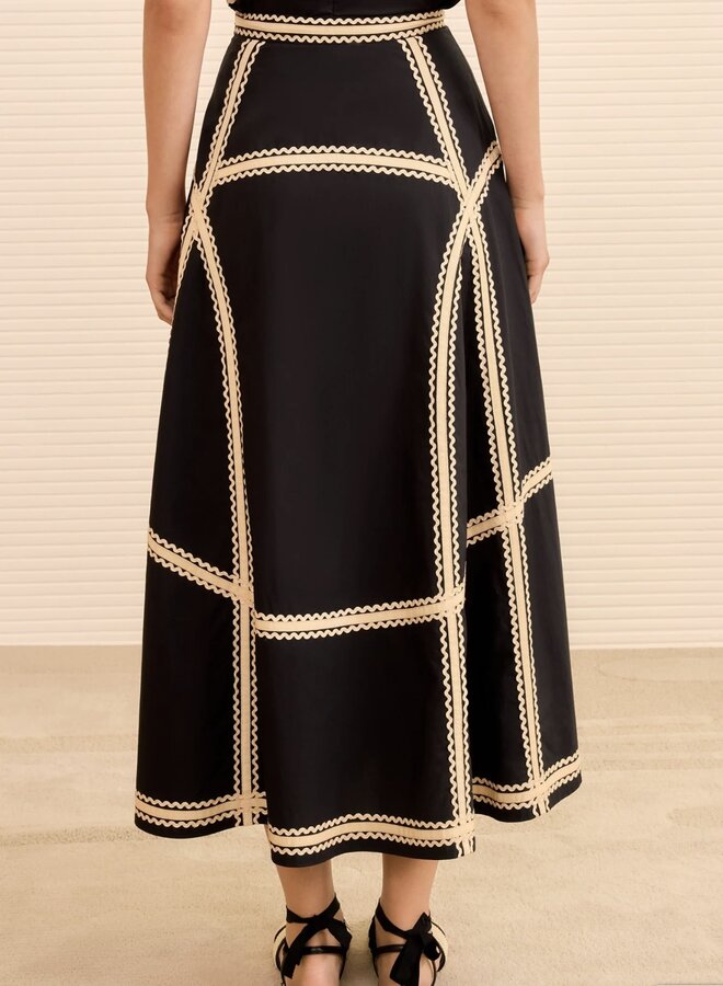 Ulla Johnson- Norah A-line Midi Skirt- Noir