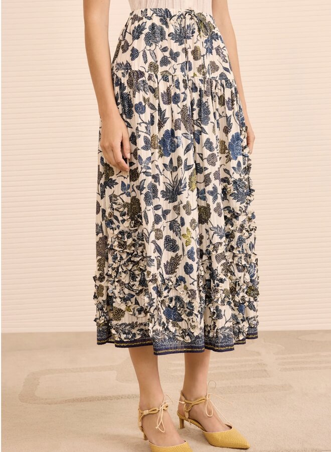 Ulla Johnson- Alexandra Ruffled Cotton Midi Skirt- Porcelain