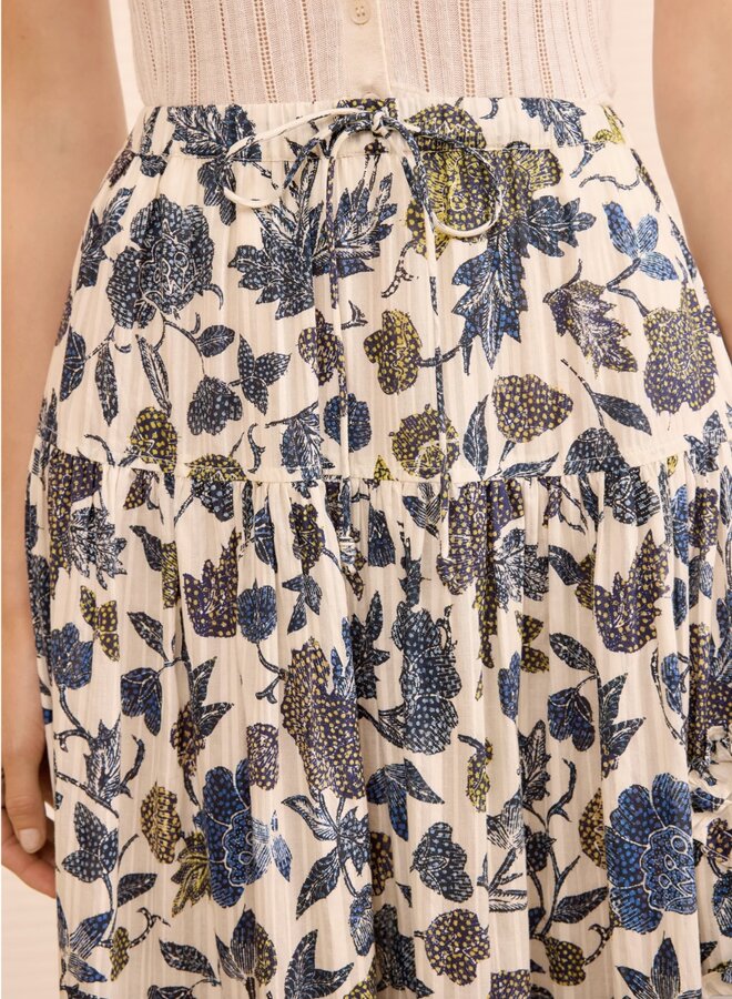 Ulla Johnson- Alexandra Ruffled Cotton Midi Skirt- Porcelain