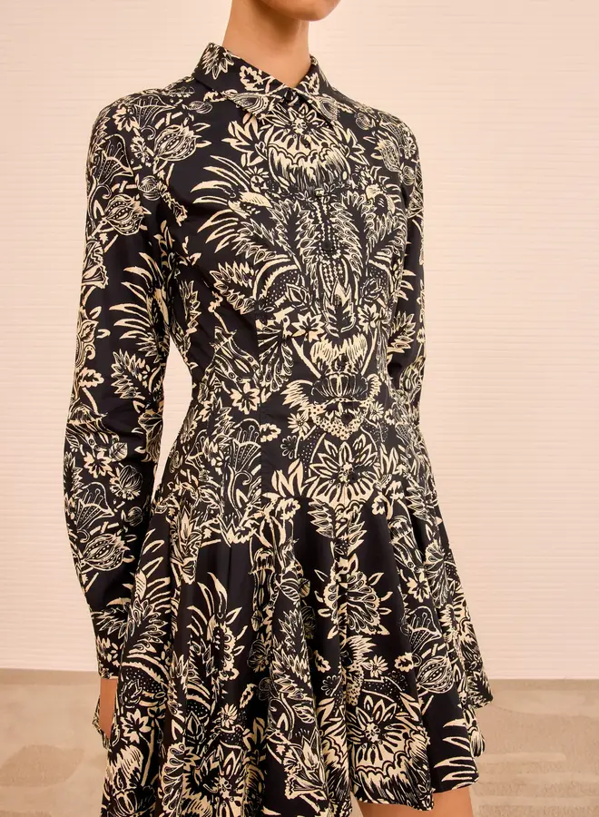 Ulla Johnson- Taliah Long Sleeve Mini Dress - Noir Flora