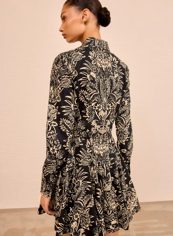 Ulla Johnson- Taliah Long Sleeve Mini Dress - Noir Flora