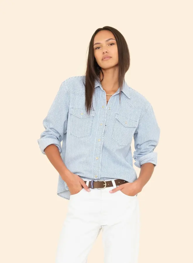 Xirena- Byron Shirt- Blue Railroad