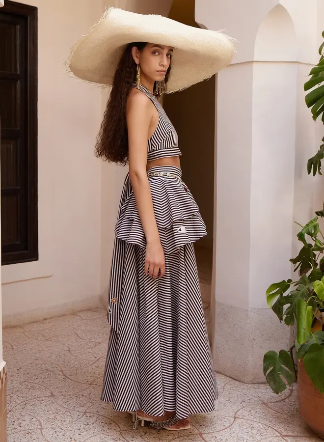 Alemais- SIROCCO EMBROIDERED HALTER TOP