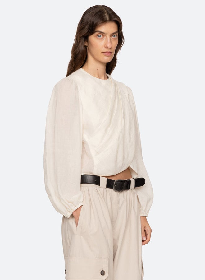 Sea New York- SOLENE SOLID L/SLV TOP- Cream