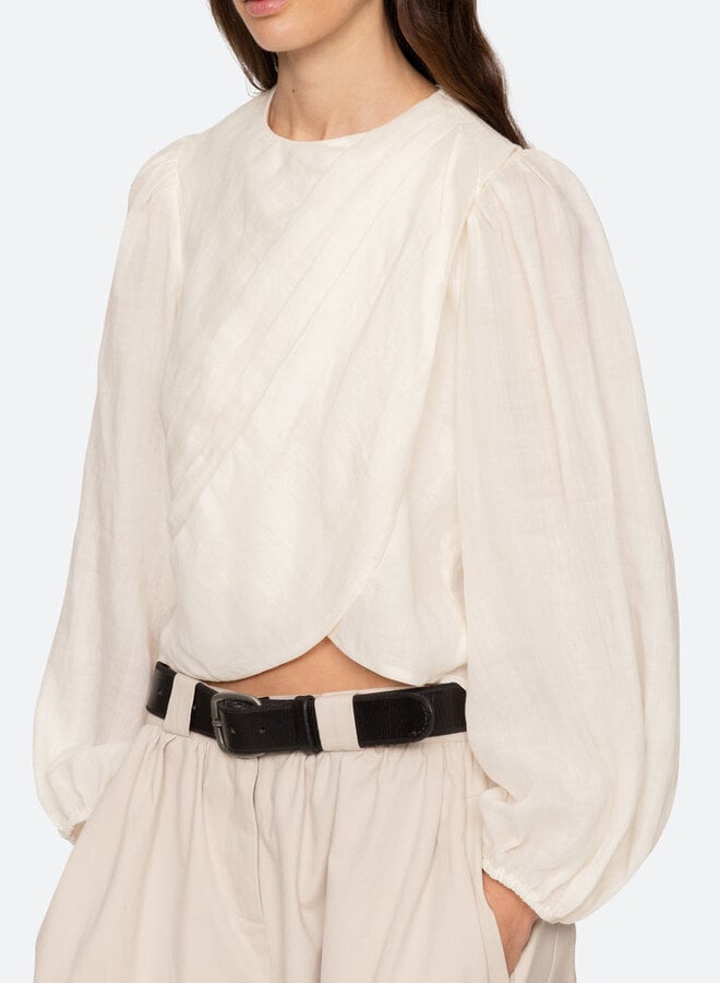 Sea New York- SOLENE SOLID L/SLV TOP- Cream