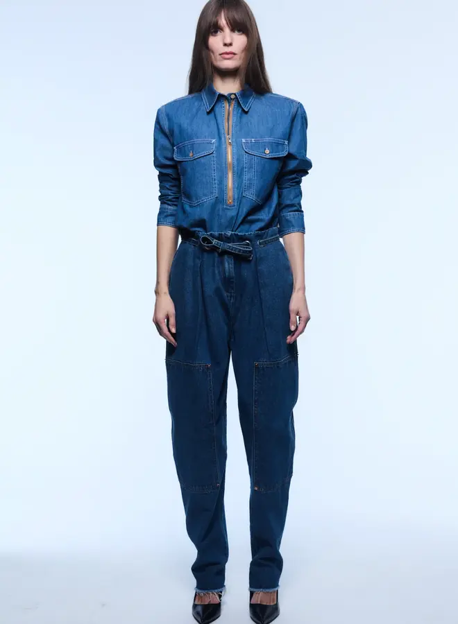 YIGAL AZROUEL- Rose Denim Top- Indigo Denim