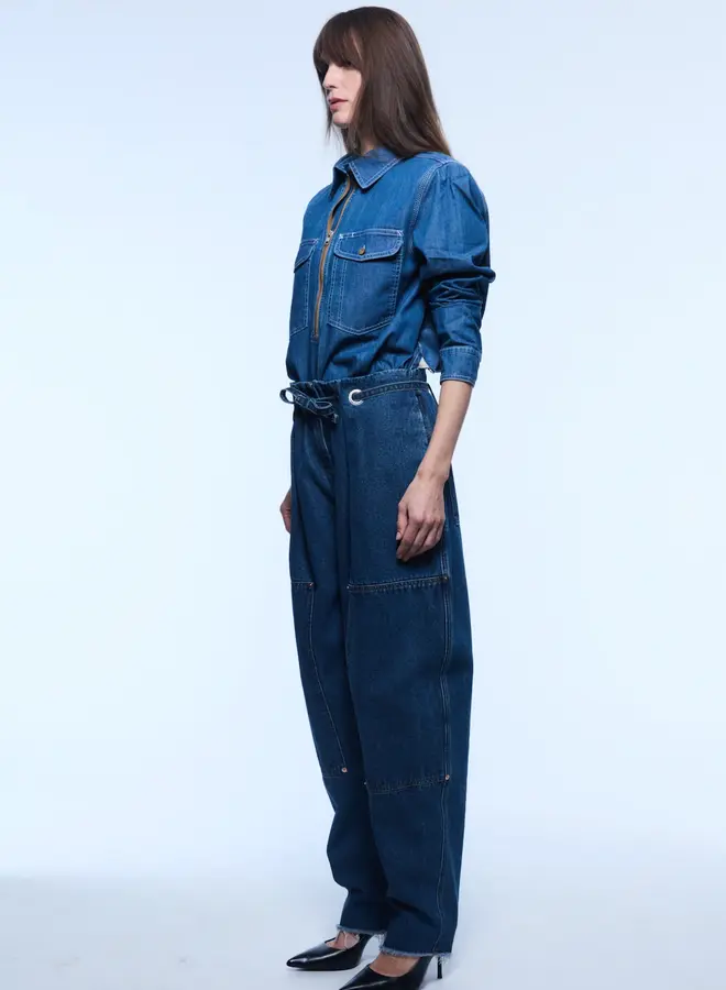 YIGAL AZROUEL- Rose Denim Top- Indigo Denim