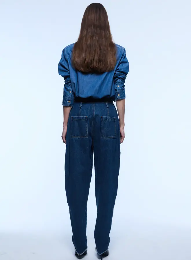 YIGAL AZROUEL- Rose Denim Top- Indigo Denim