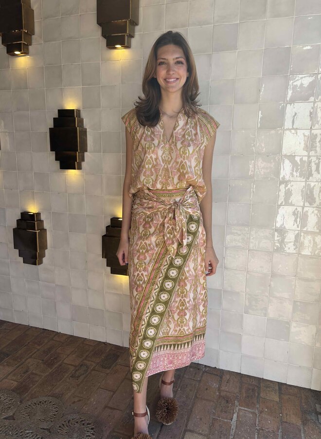 Maria Cher- Delancey Claire Midi Skirt- Pink Vibes