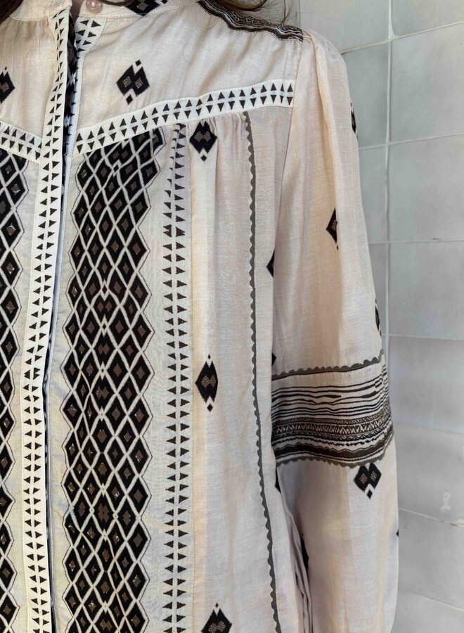 Maria Cher- Bayou Finch Shirt- Nude