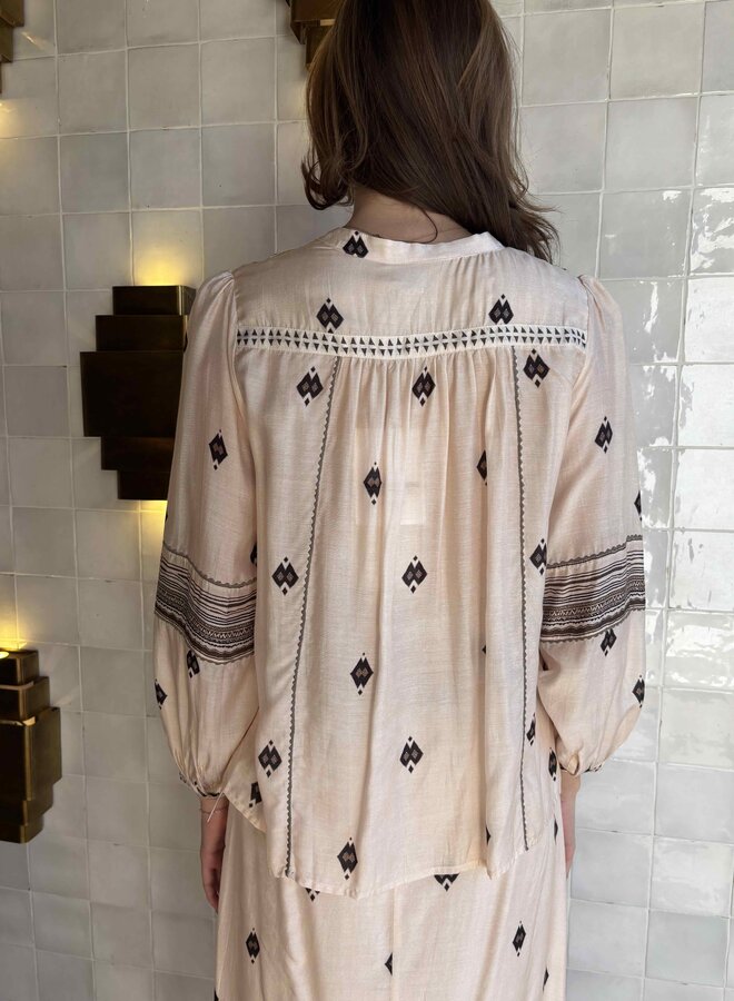 Maria Cher- Bayou Finch Shirt- Nude