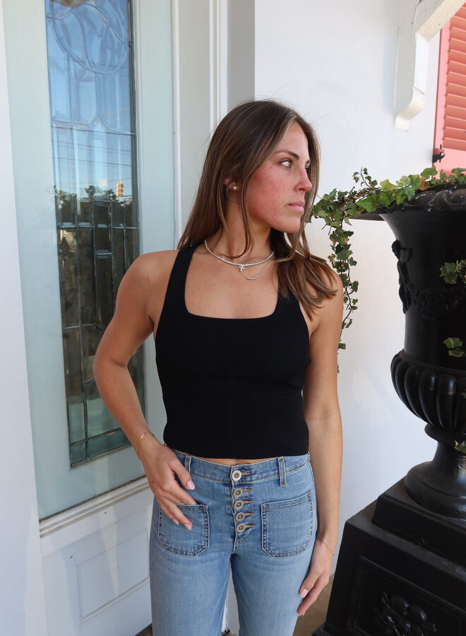 Yigal Azrouel- Knit Racerback Tank- Black