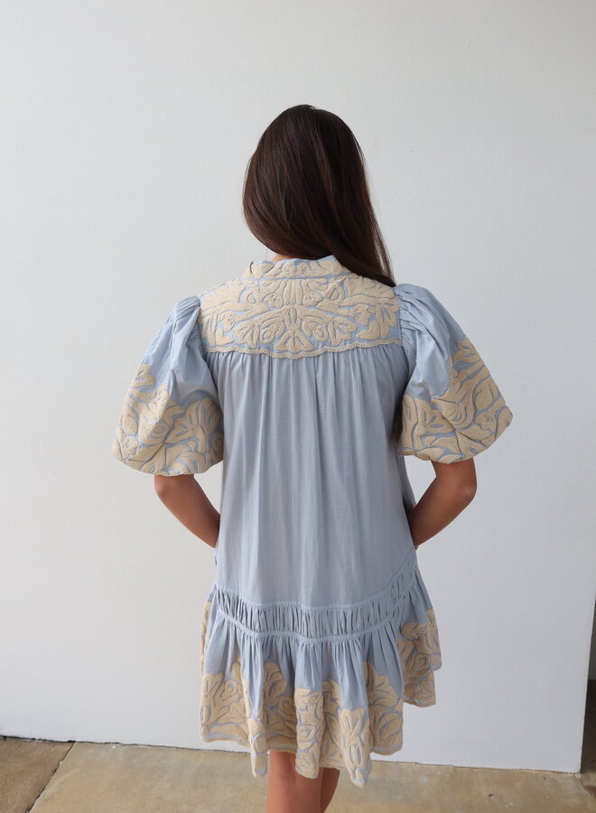 Sea New York- ALEXANDRA EMBROIDERY BUBBLE SLV TUNIC- Blue