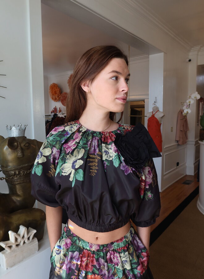 Sea New York- VIKTORIA PRINT BUBBLE CROPPED TOP- Multi