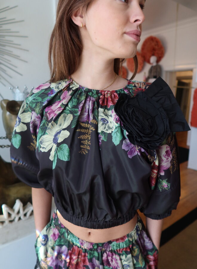 Sea New York- VIKTORIA PRINT BUBBLE CROPPED TOP- Multi