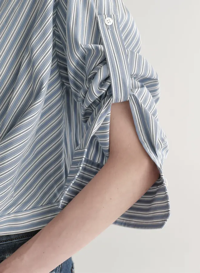 A.L.C.- Leo Top- White/Steel Blue