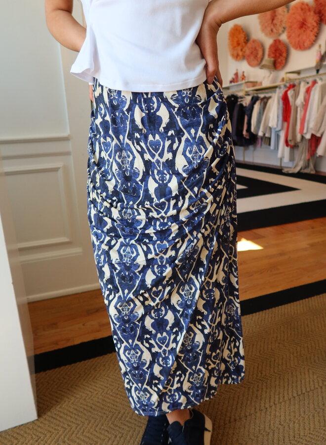 Maria Cher- Delancey Susanne Midi Skirt- Blue Vibes