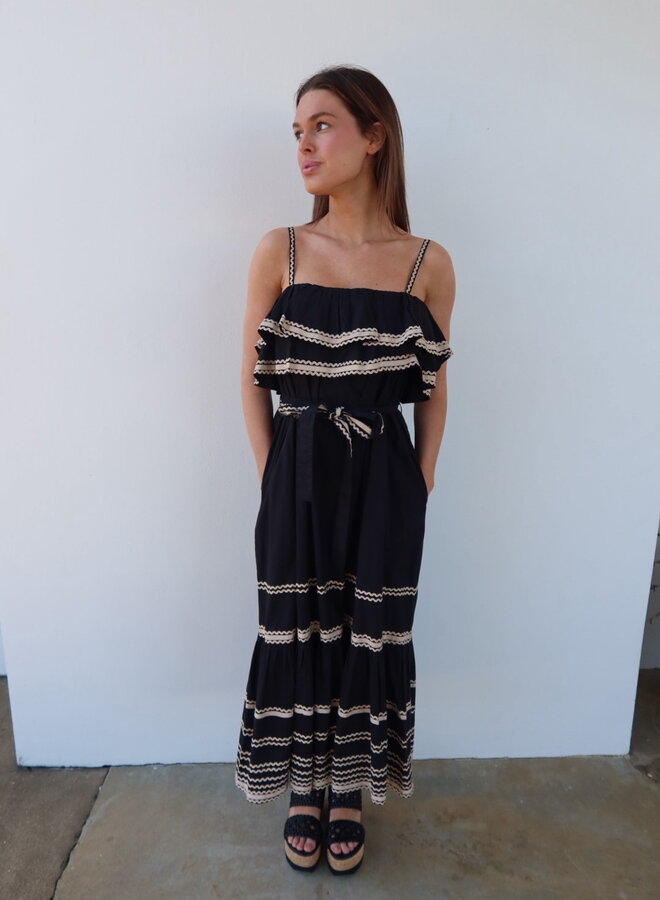 Ulla Johnson- Lucian Waist Tie Long Dress- Noir