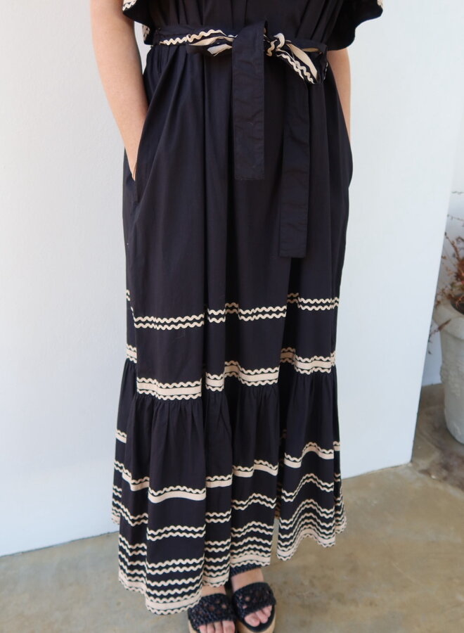 Ulla Johnson- Lucian Waist Tie Long Dress- Noir