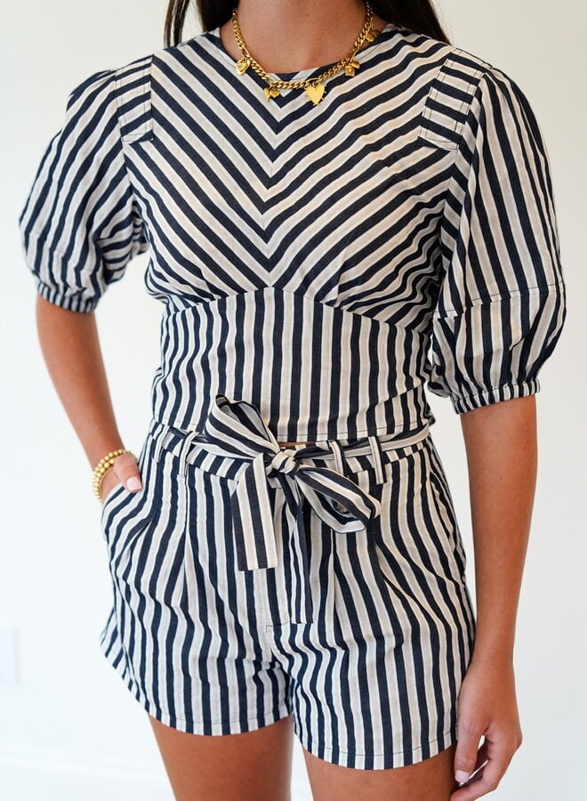SHUG- Sydney Short- Navy Stripe
