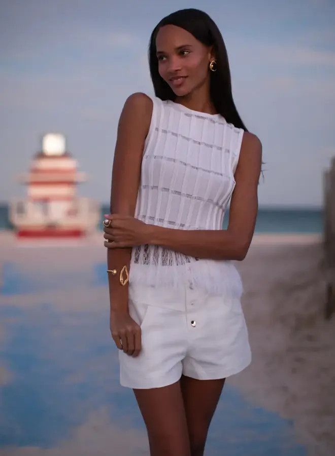 Karina Grimaldi- Eira Denim Shorts- White