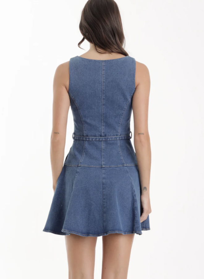 Karina Grimaldi- Lola Denim Mini Dress- Blue
