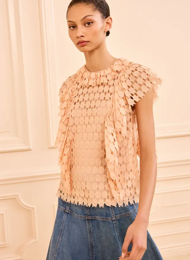 Ulla Johnson- Daevy Lace SS Top- Blush