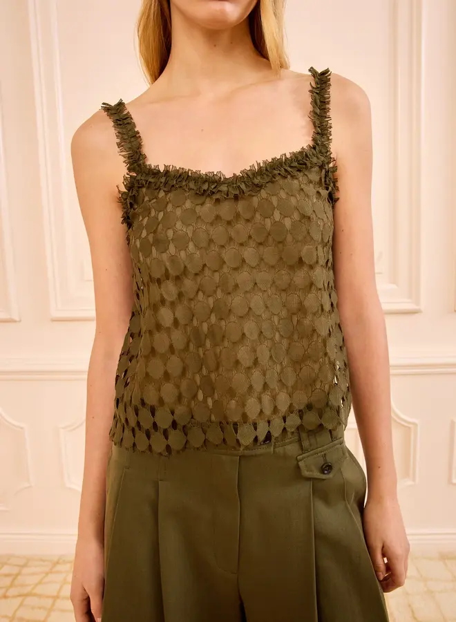 Ulla Johnson- Francoise Lace Tank Top- Pine